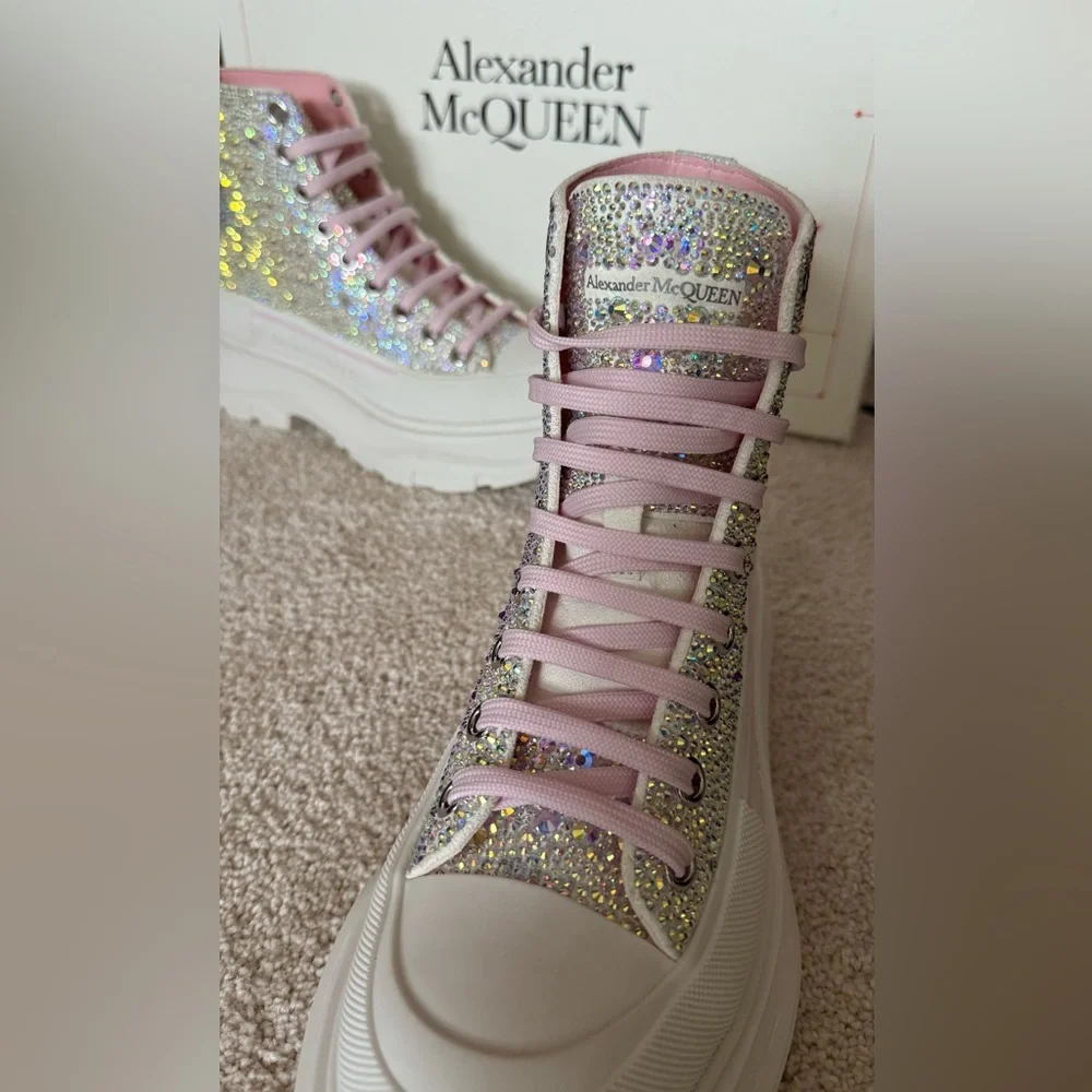 Alexander McQUEEN Tread Slick Crystal Embellished High Top Sneaker